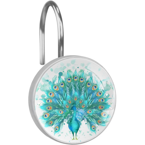 LAIYUHUA Peacock Shower Curtain Hooks Stainless Steel Decorative Shower Curtain Hooks for Bathroom Shower Rods Curtains - 1pc (100% Rust Proof)