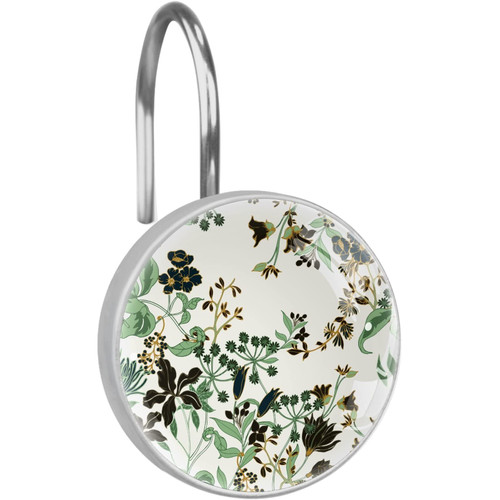 LAIYUHUA Retro Flowers and Leaves Shower Curtain Hooks Stainless Steel Decorative Shower Curtain Hooks for Bathroom Shower Rods Curtains - 1pc (100% Rust Proof)