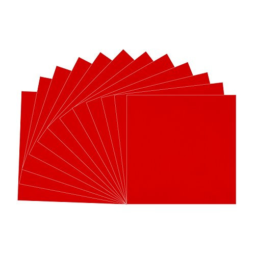 Red Glossy Vinyl Sheets-12 Pack 12" X 12"- Permanent Adhesive Backed Vinyl Sheets for Cricut,Silhouette Cameo,Craft Cutters,Printers,Letters,Decals