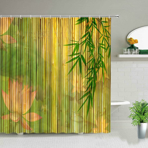 DODOUNA Green Bamboo Print Shower Curtains Leaf Flower Bathroom Curtain Waterproof Fabric Bathtub Screen Background Wall Decor with Hook 71X71 inch DODOUNA Green Bamboo Print Shower Curtains Leaf Flower Bathroom Curtain Waterproof Fabric Bathtub Screen Background Wall Decor with Hook 71X71 inch
