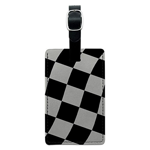 Graphics & More Checkered Racing Flag Leather Luggage Id Tag Suitcase Carry-on, Black