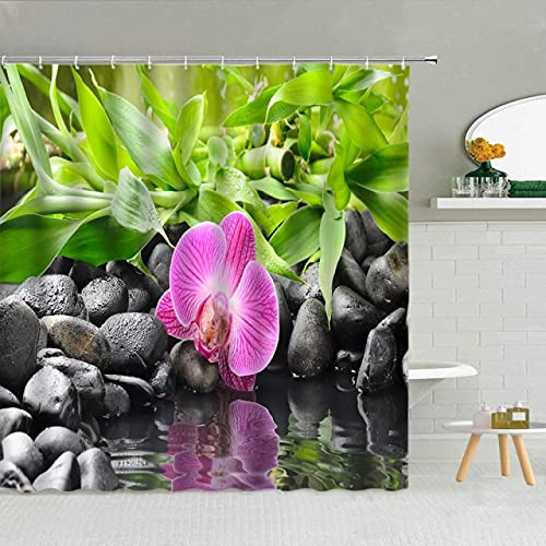 dodouna Spa Zen Water Yoga Shower Curtain Orchid Massage Stone Lotus Bamboo Leaf Bathroom Decor Waterproof Fabric Curtains with Hooks 71x71 inch dodouna Spa Zen Water Yoga Shower Curtain Orchid Massage Stone Lotus Bamboo Leaf Bathroom Decor Waterproof Fabric Curtains with Hooks 71x71 inch