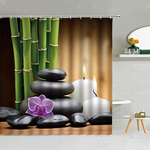 dodouna Zen Stone Flower Shower Curtain Bamboo Leaf Candle Bathroom Bath Decor Spa Yoga Wall Decoration Waterproof Fabric Hooks Curtains 71x71 inch dodouna Zen Stone Flower Shower Curtain Bamboo Leaf Candle Bathroom Bath Decor Spa Yoga Wall Decoration Waterproof Fabric Hooks Curtains 71x71 inch