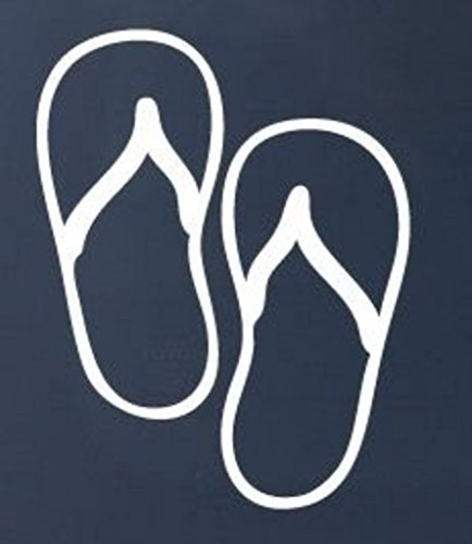 CMI565 FLIP FLOPS - Sandals | Die Cut Vinyl Car Decal Sticker for Car Window Bumper Truck Laptop Ipad Notebook Computer Skateboard Motorcycle | Premium White Vinyl Decal | 6.1" X 4.7"