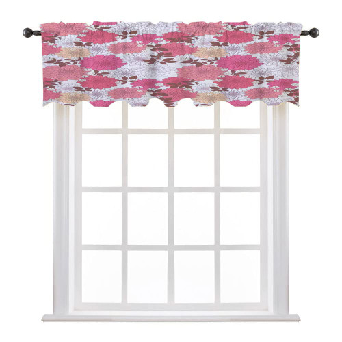 LIGUTARS Valances for Kitchen, Dahlia Flower Decor Window Curtain, Spring Inspired Mix of Blossoms Bouquet Romantic, 42" W x 18" L, Bedroom Bathroom Living Room Dining Room, Pink Grey
