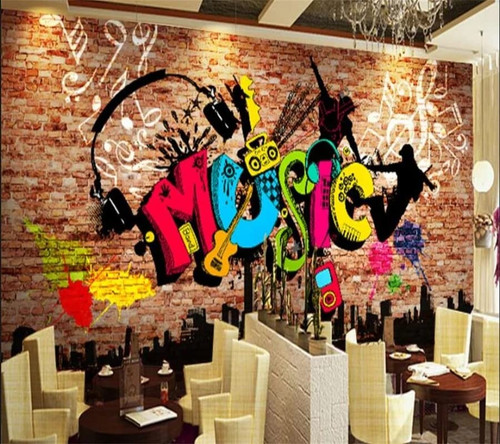 Custom Size Wall Murals?Handmade Graffiti Music?Removable Peel and Stick Self-Adhesive Wall Murals Large Photo Wallpaper