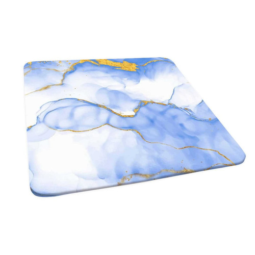 Marble Fitted Tablecloth Square, Blue Gold Marble Elastic Edge Polyester Home Decor Tablecloths, Waterproof Oil Proof Fabric Table Clothes, Fits 24"x24" Table, For Family Picnic Party Table Cloth