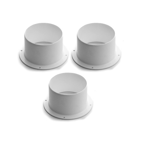 Vent Systems 4" Inch Pack of 3 Air Vent Duct Connector Flange Straight Ventilation Pipe Plastic Ducting Connector Plate For Cooling Heating Ventilation System HVAC 4" Inches