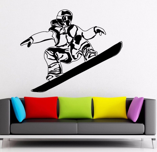 FGJFGGFR Wall Decal Snowboard Extreme Sports Room Decor Vinyl Art Detachable Mural Athlete Poster,Black,42X34CM