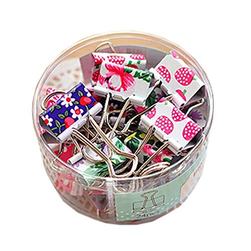 Lovely Cute Printing Style Metal Binder Clips/Paper Clips/ Clamps(1 Box 24 sets)