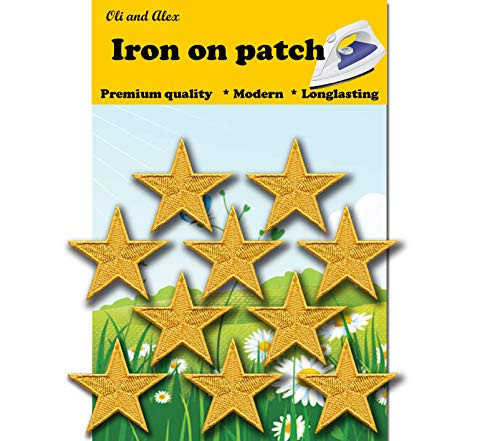 Iron On Patches - Yellow Star Patch 10 pcs Iron On Patch Embroidered Applique A-187