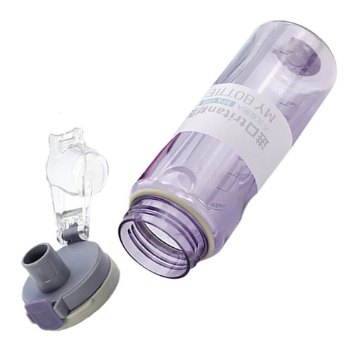 Drinking Bottles for Adults,550ml Water Cup Clear Scale Rotary Switch PC Sport Portable Water Bottle for Travel - Purple