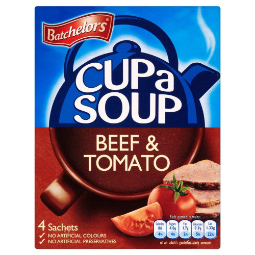 Batchelors Cup A Soup Beef & Tomato - 88g - Pack of 4 (88g x 4)