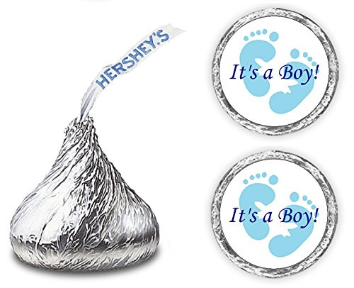 324 Its A Boy Blue Footprints Kisses Labels For Baby Shower Or Baby Sprinkle Party Or Event, Stickers, Wrappers, Favors