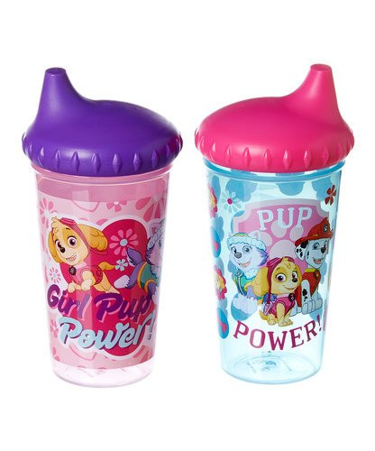 Nickelodeon PAW Patrol Skye and Everest Slim Sippy Cups, Pink, 2 Count