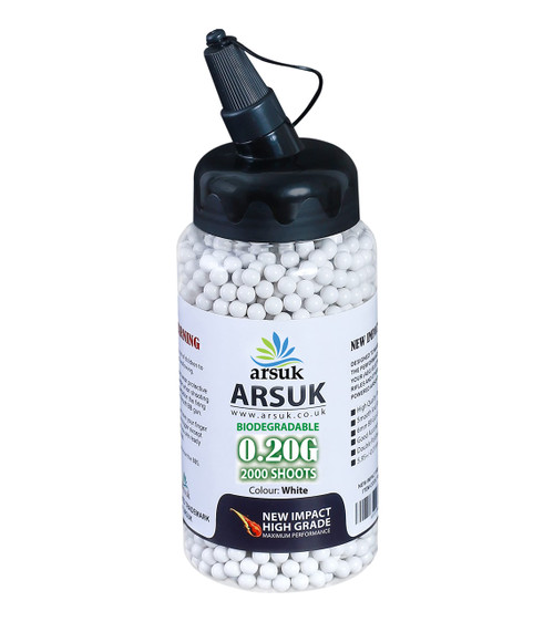 ARSUK Airsoft BB Pellets 6mm 0.20g High-Grade Paintball Softair Ammunition for BBS Air Rifles, Pistols, Guns, and Airsoft Magazines Bullets (BBS 0.2g Bio 2K Bottle WHT) ARSUK Airsoft BB Pellets 6mm 0.20g High-Grade Paintball Softair Ammunition for BBS Air Rifles, Pistols, Guns, and Airsoft Magazines Bullets (BBS 0.2g Bio 2K Bottle WHT)