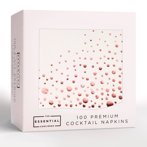 Stylish 5x5 Inch Rose Gold Napkins -100 Pack of Rose Gold Cocktail Napkins - Elegant Party Napkins - Disposable 3- Ply Paper Napkins - Beverage Napkins for Baby Shower or Wedding Napkins for Reception