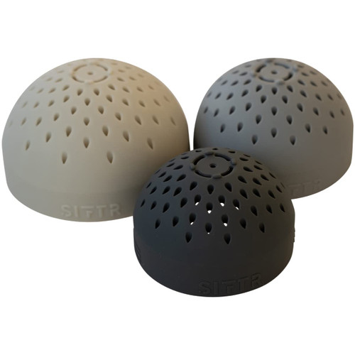 SIFTR (GREY) Nesting Can Strainer Mini Colander Set - Space Saving Small Colanders and Strainers - Multi Use Kitchen Gadget - Silicone Can Strainer