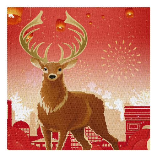 Square Placemats Set, Dining Table Placemat, Washable Place Mats, Christmas Cartoon Elk Square Placemats Set, Dining Table Placemat, Washable Place Mats, Christmas Cartoon Elk