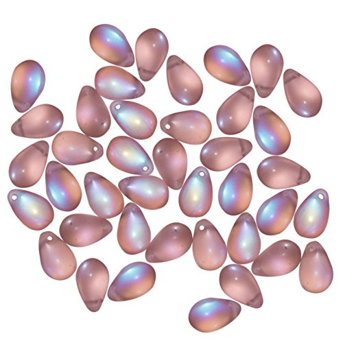 Jablonex Teardrop Light Amethyst Ghost Czech Glass Beads (50 Pack), 9mm
