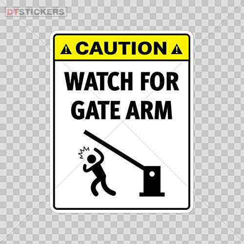 Vinyl Sticker Decals Caution Watch for Gate Arm Sports Bike 4 X 3.14 in.