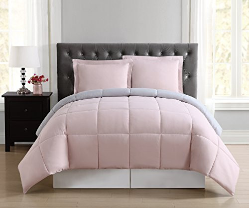 Truly Soft Everyday Reversible Comforter Set Twin XL Silver Grey and Blush