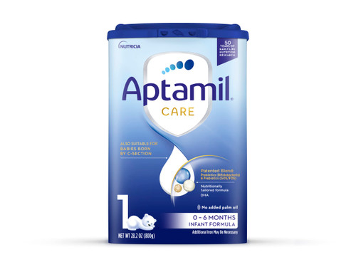 Aptamil Care Stage 1, Milk Based Powder Infant Formula for 0-6 Months, with DHA & ARA, Omega 3 & 6, Prebiotics, Contains No Palm Oil, 28.2 Ounces