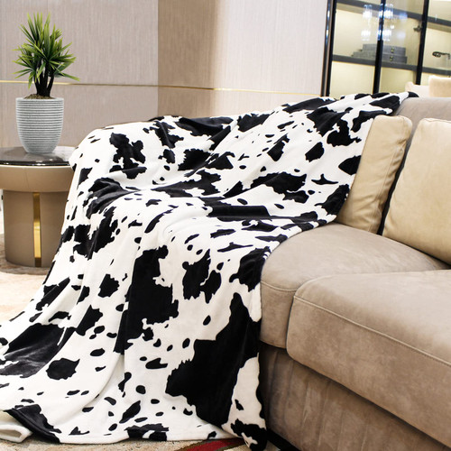 Cow Print Blanket Soft Fleece Flannel Lightweight Twin Blankets Warm Plush Cute Cow Throw Blanket Bedroom Living Rooms Sofa Couch Camping Travel 60x80 inch Black and White Cows