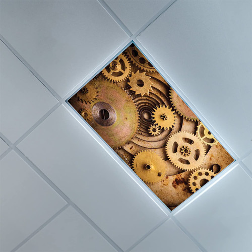 Lorougei Fluorescent Light Covers for Classroom Office-Steampunk Pattern-Fluorescent Light Covers for Classroom Office-Office & Classroom Decorations,Sand Brown