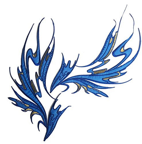 Two Big Wings Iron on Embroidered Appliques Patch Embroidered (Blue)