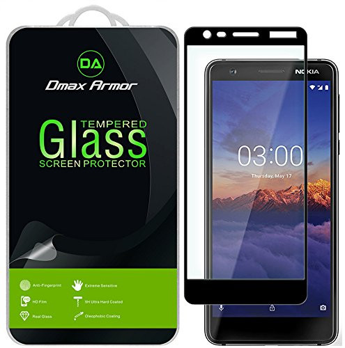 [2-Pack] Dmax Armor for Nokia 3.1 [Tempered Glass] Screen Protector, (Full Screen Coverage) With Lifetime Replacement Warranty (Black)