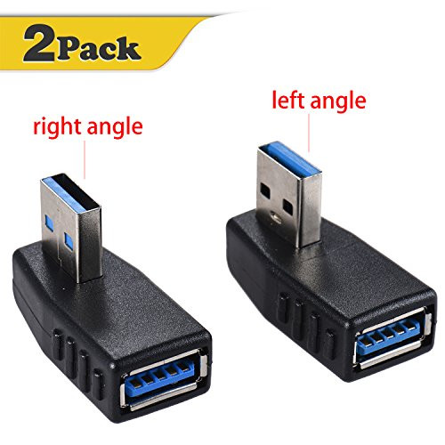 Warmstor Left Angle and Right Angle SuperSpeed USB 3.0 Male to Female Adapter 90 Degree