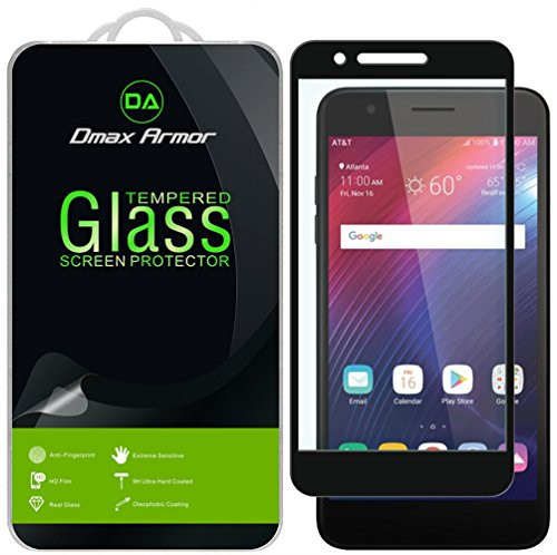 [2-Pack] Dmax Armor for LG Phoenix Plus [Tempered Glass] Screen Protector, (Full Screen Coverage) With Lifetime Replacement Warranty (Black)