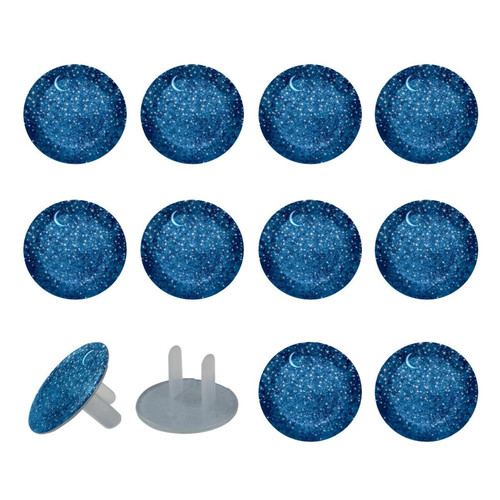 24 Pack Outlet Covers Baby Proofing, Child Safety Plug Covers for Electrical Outlets, Starry Sky Blue Round Socket Covers for Kids Toddler Protection