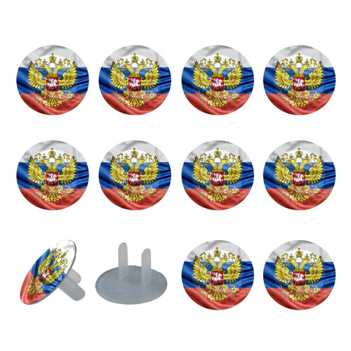 24 Pack Outlet Covers Baby Proofing, Child Safety Plug Covers for Electrical Outlets, Russia Flag Round Socket Covers for Kids Toddler Protection