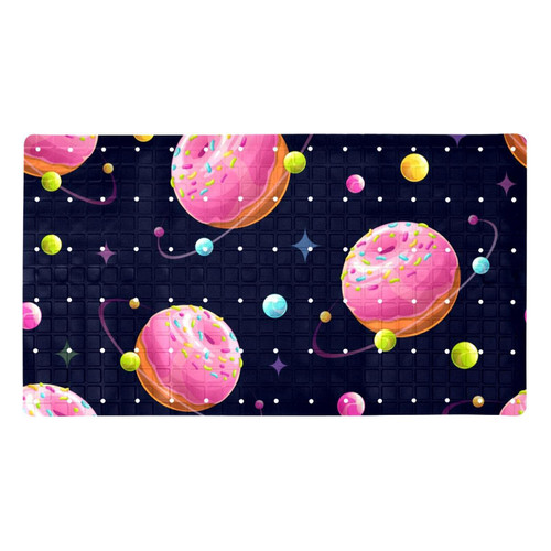 Lilibeely Bathtub Non-Slip Mat Baby Bath Tub Mat Anti-Slip with Suction Cups Space Donut Planet Universe Bathroom Tubs Massage Shower Mat