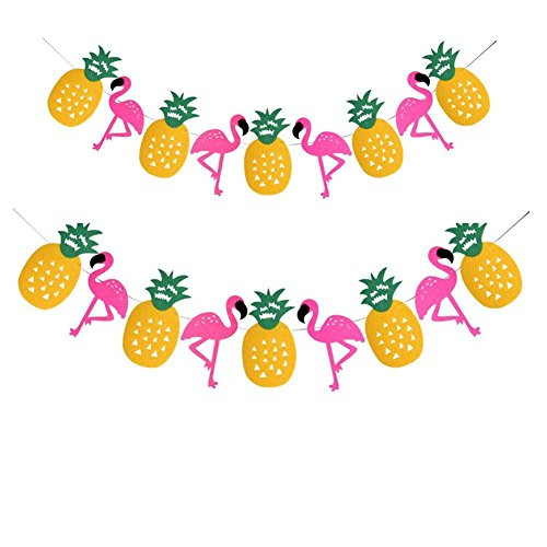 TianJi Flamingo Tropical Pineapple Party Banner Garland Ribbon Banners for Luau Hawaiian Summer Beach Party Supplies (2 Pack) TianJi Flamingo Tropical Pineapple Party Banner Garland Ribbon Banners for Luau Hawaiian Summer Beach Party Supplies (2 Pack)