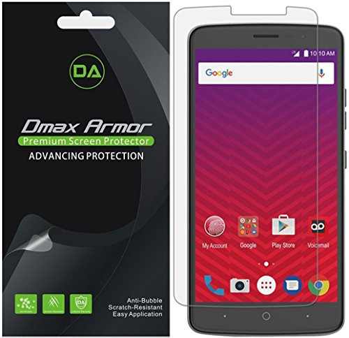 [6-Pack] Dmax Armor for ZTE Max Blue LTE Screen Protector, Anti-Bubble High Definition Clear Shield - Lifetime Replacements Warranty- Retail Packaging