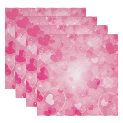 Square Placemats Set, Dining Table Placemat, Washable Place Mats, Pink Heart Valentine Square Placemats Set, Dining Table Placemat, Washable Place Mats, Pink Heart Valentine