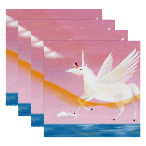 Square Placemats Set, Dining Table Placemat, Washable Place Mats, Unicorn and Girl Cartoon Square Placemats Set, Dining Table Placemat, Washable Place Mats, Unicorn and Girl Cartoon