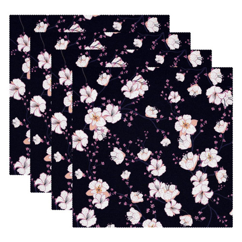 Square Placemats Set, Dining Table Placemat, Washable Place Mats, Vintage Floral Pink Blossoms Square Placemats Set, Dining Table Placemat, Washable Place Mats, Vintage Floral Pink Blossoms
