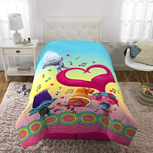Trolls Kids Bedding Soft Microfiber Reversible Comforter Twin/Full Size 72 x 86 Multi-Color
