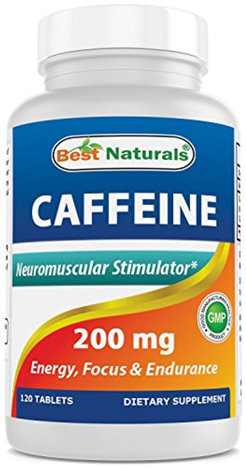Best Naturals Caffeine Pills 200mg 120 Tablets - Non Habit - Proven No Crash or Jitters