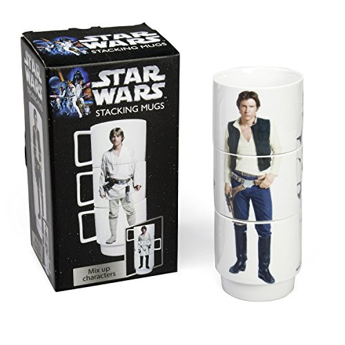 Star Wars Stacking Mugs - Set of 3 Cups - Stormtrooper, Luke Skywalker, Han Solo - Each Holds 11 oz
