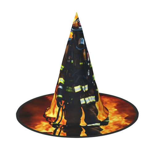 KoNsev Firefighter Fireman Flame Halloween Witches Hat,Roleplay Costume Witch Hat For Halloween Decorations Party Masquerade