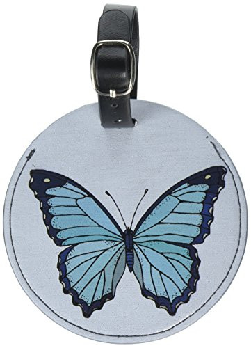 Graphics & More Butterfly Round Leather Luggage Id Tag Suitcase Carry-on, Black