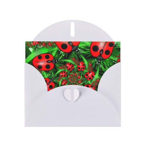 TOMPPY Red Ladybug Printed Greeting Card Blank Cards With White Envelopes Funny Birthday Card Thank You Cards 4 X 6 Inch