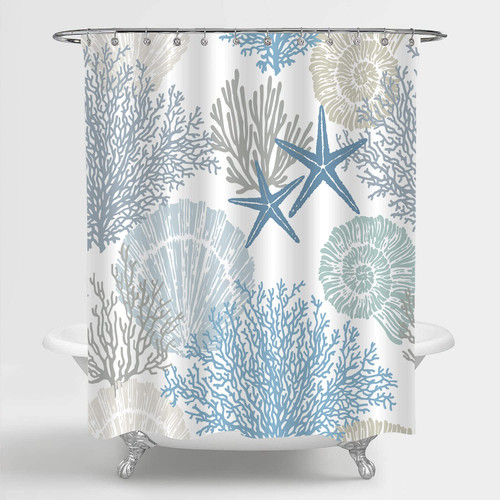 Sufancy Nautical Coastal Waterproof Fabric Shower Curtains Decorative Starfish Seashell Coral Beach Bath Curtain Ocean Themed Underwater Marine Decor for Bathroom with 12 Hooks, 72x72, Blue Sufancy Nautical Coastal Waterproof Fabric Shower Curtains Decorative Starfish Seashell Coral Beach Bath Curtain Ocean Themed Underwater Marine Decor for Bathroom with 12 Hooks, 72x72, Blue
