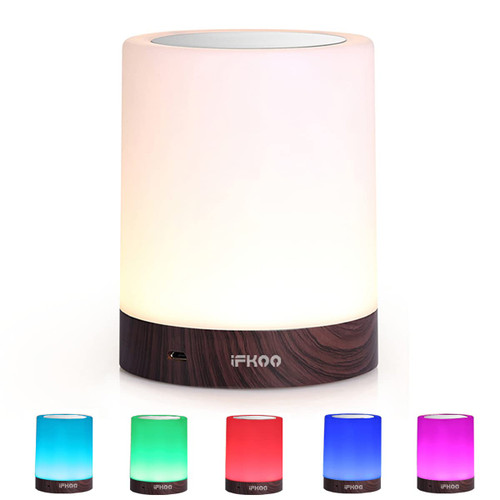 iFkoo Bedside Lamp, Touch Lamp for Bedrooms, Table Lamp with Dimmable Warm Light, Rechargeable Portable Touch Sensor LED Color Changing RGB Night Light, Best Gifts for Baby, Teens, Kids Adults