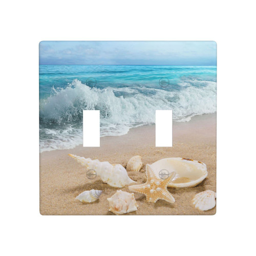 SLKDY Wall Plate Double Toggle Switch/Wall Plate,Light Switch Cover Double Gang Toggle Wall Plate,Double Toggle Decorative Wallplate Switch Plate Covers Beach Painting, a-Double Toggle